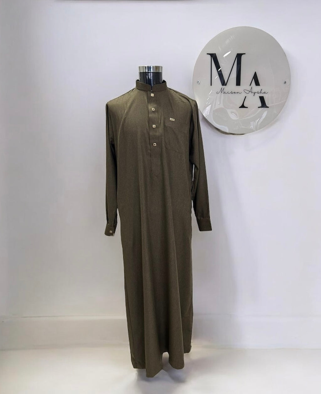 Qamis saoudien premium détail argenté - Marron