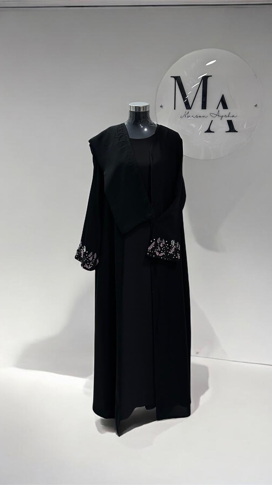 Kimono brodé de perles & voile assorti