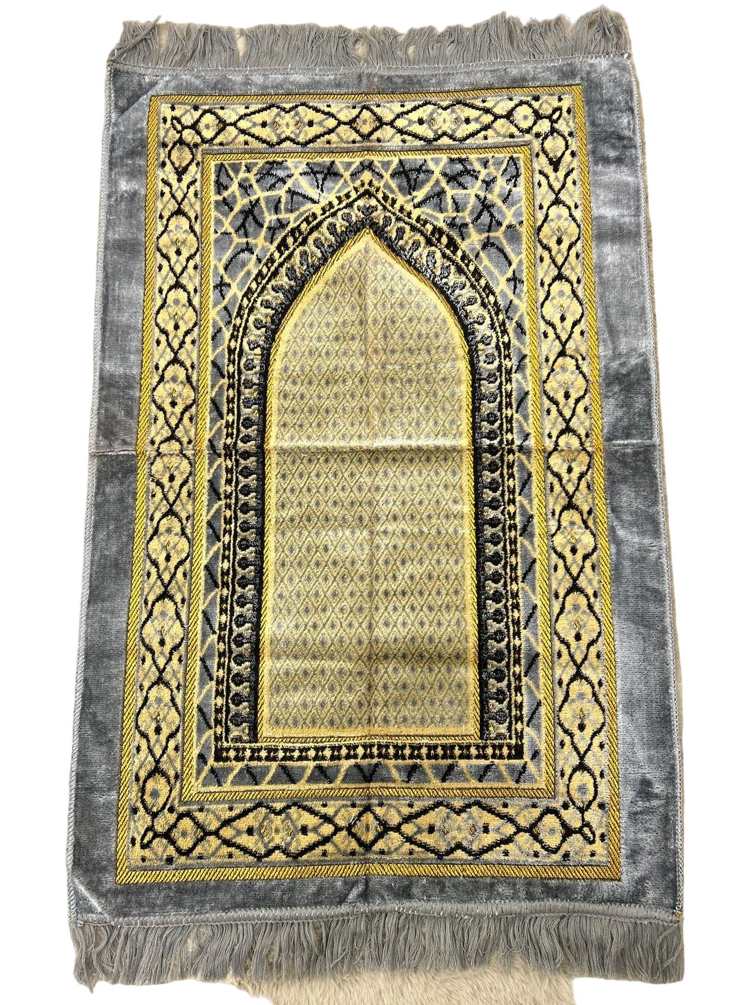 TAPIS DE PRIÈRE BICOLORE AVEC MIHRAB ET MOTIFS - Gris