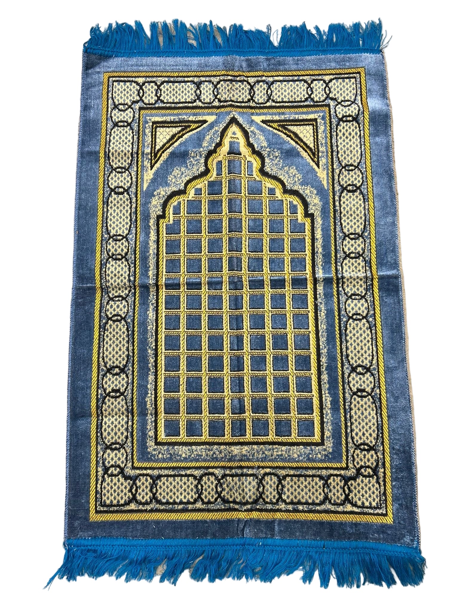 TAPIS DE PRIÈRE BICOLORE AVEC MIHRAB ET MOTIFS - Bleu ciel