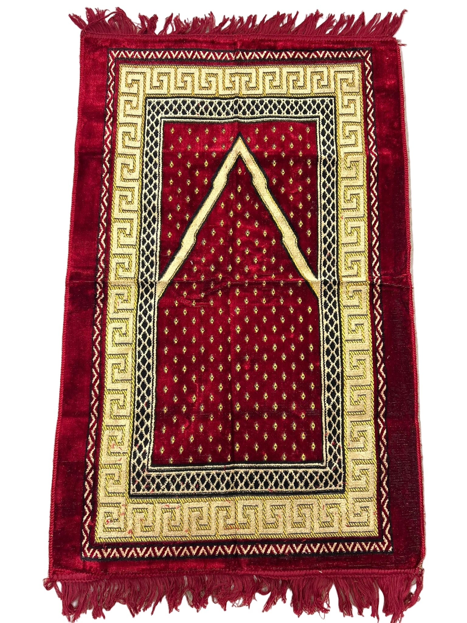 TAPIS DE PRIÈRE BICOLORE AVEC MIHRAB ET MOTIFS - Rouge bordeaux