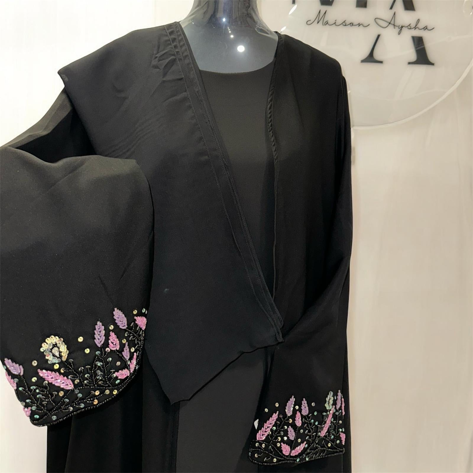 Kimono brodé de perles & voile assorti