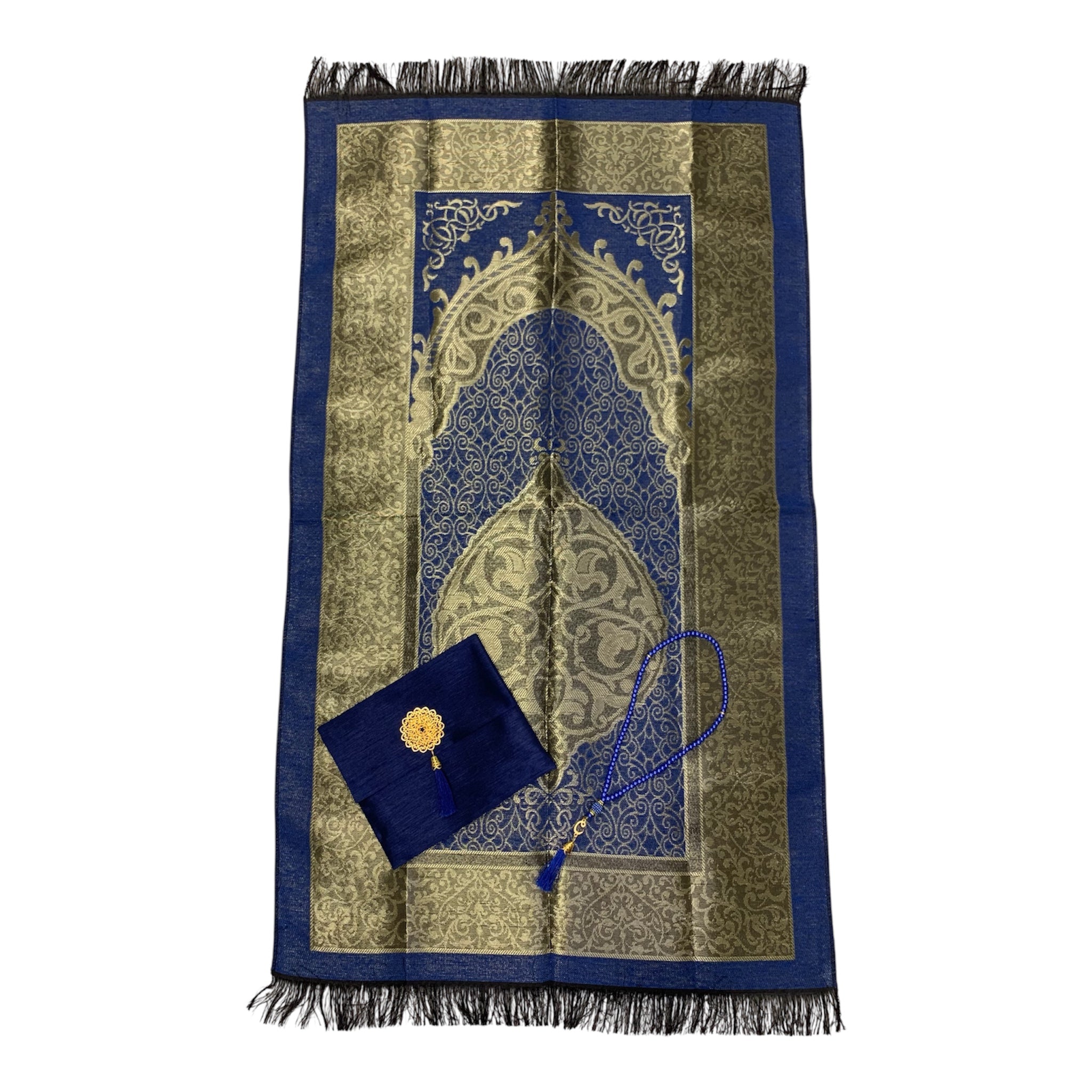 Pochette Tapis de Prière + Tasbih assortit + Pochette - Bleu Marine