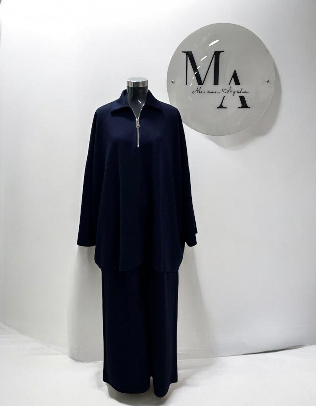 Ensemble pantalon à fermeture zip - Bleu marine