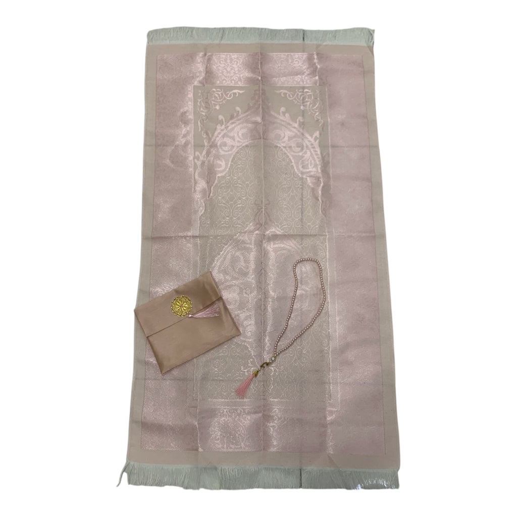 Pochette Tapis de Prière + Tasbih assortit + Pochette - Rose