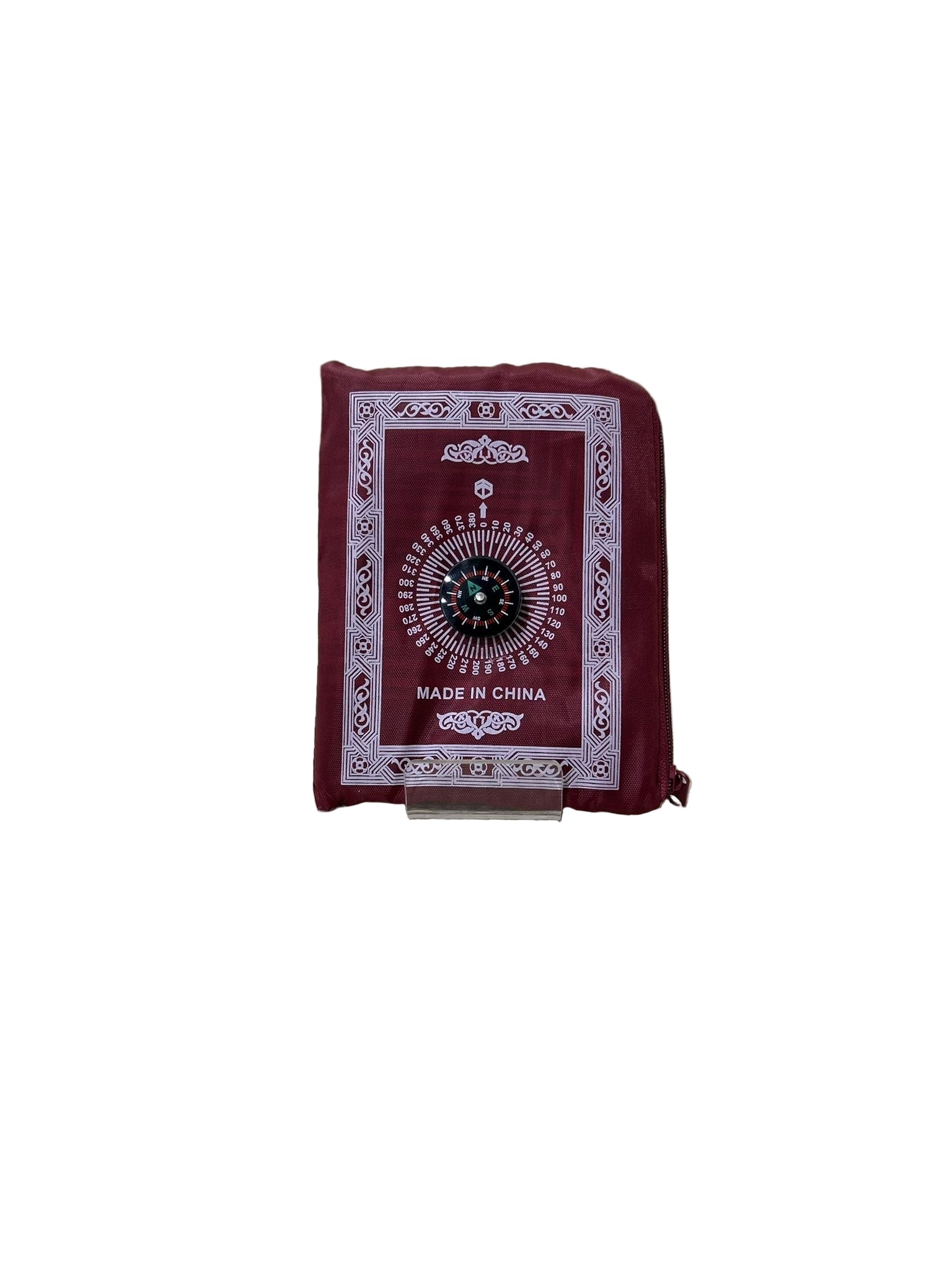 Tapis de prière de poche avec boussole - Rouge bordeaux