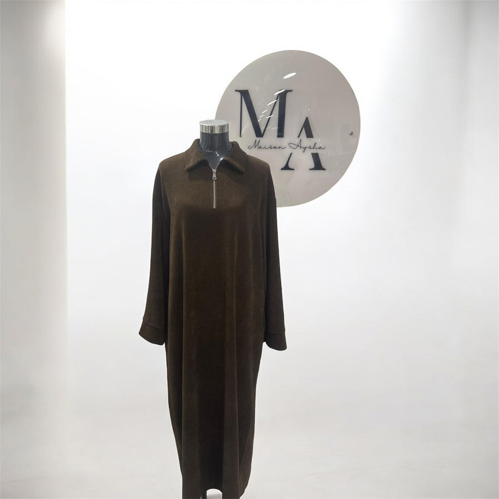Robe en velours à fermeture zip